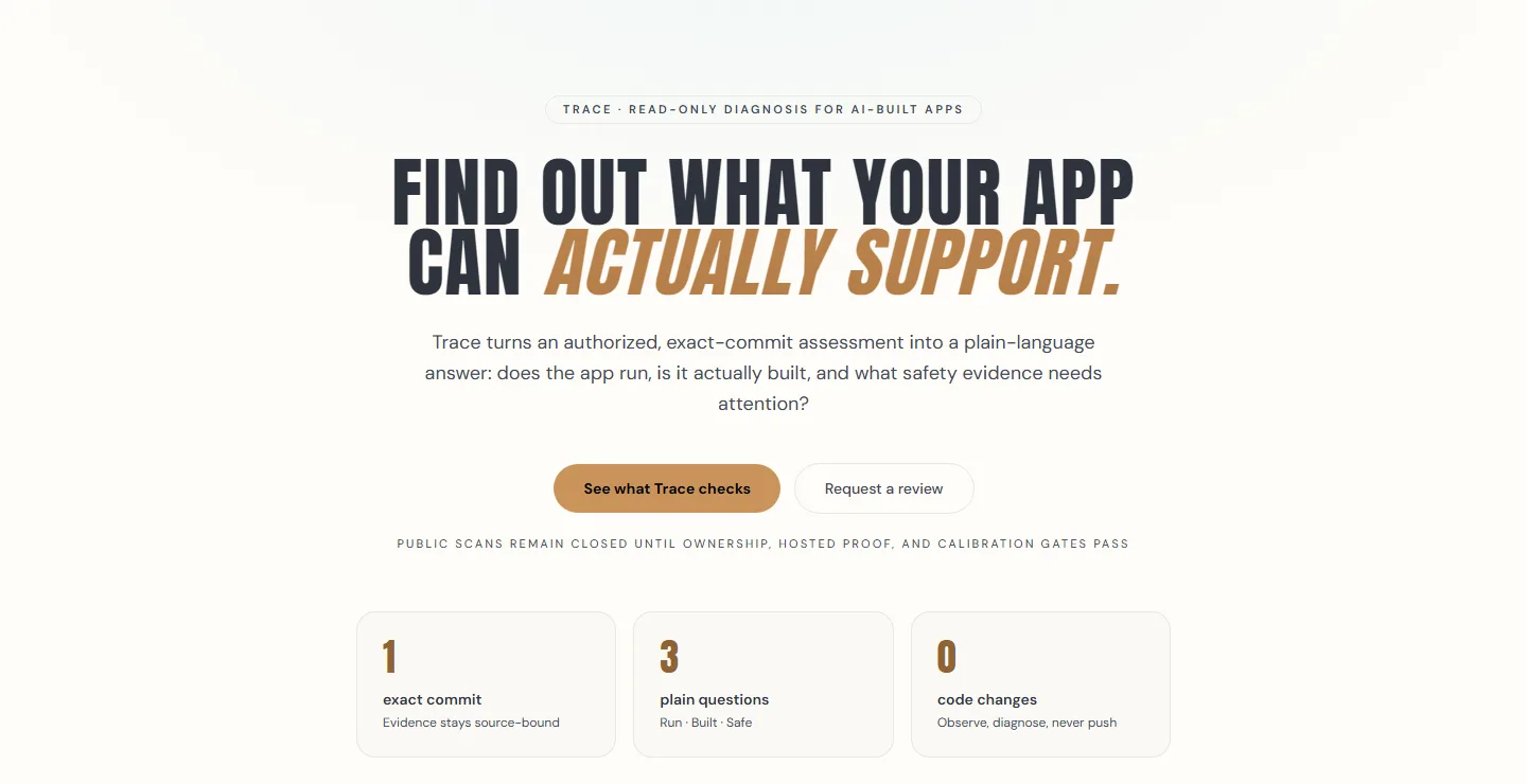 Trace landing page: find out what your app can actually support